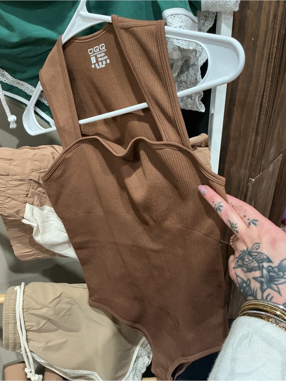 Ribbed Brown Sleeveless Bodysuit